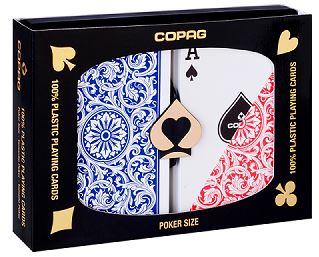 Copag 1546 Elite Plastic Playing Cards: Wide, Regular Index, Red/Blue